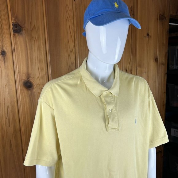 Polo Ralph Lauren Men's 3XB Big Short Sleeve Polo Style Shirt Yellow Pony Cotton - Picture 5 of 9